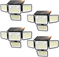 4500LM Solar Lights Outdoor Waterproof, 254 LED Solar Flood Lights Outdoor with 2 Motion Sensor, 4 Heads Security Light for Yard Outside House Garage 4 Pack by SZPOWER