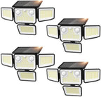 4500LM Solar Lights Outdoor Waterproof, 254 LED Solar Flood Lights Outdoor with 2 Motion Sensor, 4 Heads Security Light for Yard Outside House Garage 4 Pack by SZPOWER