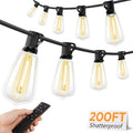 Brightever Outdoor String Lights with Remote, 200FT LED Patio Lights with 62 ST38 Shatterproof Vintage Bulbs, Dimmable String Lights for Outside, Waterproof IP65 Outdoor Lighting for Balcony, Camping by Brightever