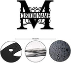 M Custom Name Initial Letter Monogram Decorative Metal Sign Door Hanger Sign Personalized Long Lasting Laser Cut Metal Wall Artwork Cut Out Sign for Dining Room Bedroom Garden Decorations Home Decor - Image 2