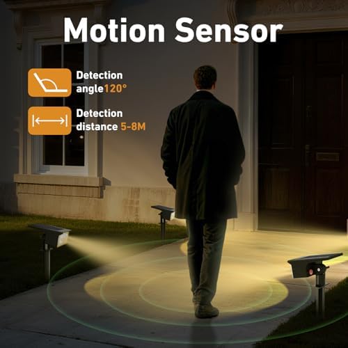 btfarm 4 Pack Solar Lights Outdoor Waterproof, Motion Sensor Outdoor Lights - Image 2