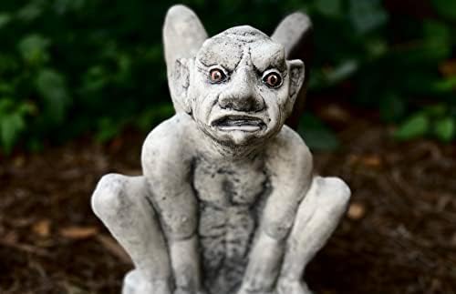 OLOMA Realistic guardian gargoyle statue Concrete gargoyle sculpture art Large gargoyle figurine Sitting gargoyle for garden Gothic outdoor decor Outdoor gargoyle figure Stone gargoyle - Image 2