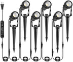 Low Voltage Landscape Lighting, 6 Pack Outdoor Spot Lights with Transformers, 12V Warm White Landscape Spotlights IP65 Waterproof Plug in Outdoor Uplights for Yard House Pathway Tree Pools by IRISECO