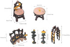 Jiawu Fairy Garden Accessories Set Miniature Table and Chairs 8 PCS for Home Micro Landscape Decoration Resin Material - Image 7