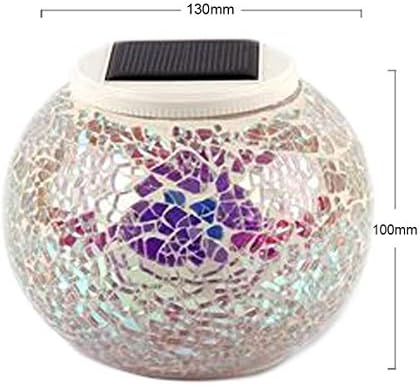 Solar Outdoor Table Lamp, Solar Powered Mosaic Glass Ball Garden Lights Waterproof Color Changing Mood Night Lights (Silver) - Image 5
