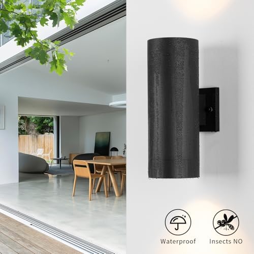mirrea 14" Modern Outdoor Porch Light in 2 Lights, Matte Black, 2 Pack - Image 4