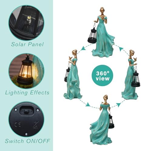Solar Garden Statue Outdoor, Fairy Angel Statue Holding a Lantern - Image 6