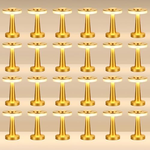 Riakrum 24 Pcs LED Cordless Table Lamp Bulk Rechargeable,Gold by Riakrum