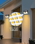 Peasur Solar Lights Outdoor Waterproof [6 Pack/140LED], Warm White Motion Sensor Lights Dusk to Dawn, 3 Modes Solar Fence Security Lighting for Wall Garden Yard Stair Outside - Image 5