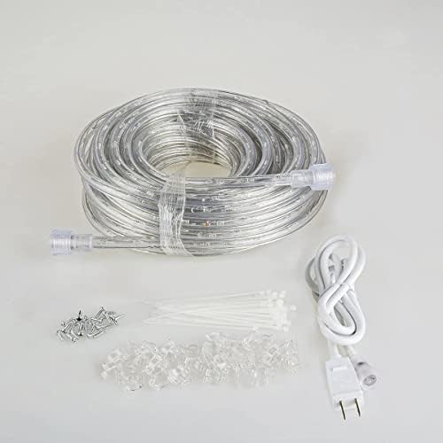LED Rope Lights Outdoor Waterproof Daylight White: 50FT Cuttable Outside Bright 110V Lighting Connectable Flexible Plug Cool Clear Tube, Indoor Deck Patio Xmas Camping Decor, Not Flat Strip - Image 3