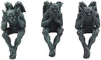 Ebros Gift Notre Dame Chimera Winged Hear No Evil See No Evil Speak No Evil Gargoyle Shelf Sitters Figurines 5" Tall Gargoyle Sculptures Set of 3 by EbrosGift