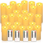 24-Pack Ivory-Colored Flame-Free Candles with 4 Remote Controls by CAKETYCG