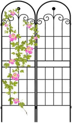 LZRS 71x40in Rustic Iron Garden Trellis, Weatherproof Black Metal Arch Decorative Flower Support for Climbing Outdoor Plants, Roses, Ivy, Vegetables, Anti-Rust Heavy Duty Plant Stakes by LZRSPET
