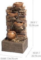 Teamson Home 28.5" Outdoor 4-Tier Stacked Stone Fountain, Brown - Image 6