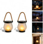 Kaliqo Solar Lantern Outdoor Lights, Realistic Dancing Flame Effect, Solar Powered Lanterns for Camping, 100% Waterproof, Hemp Rope Flame for Patio Garden Decor (2 PCS) by Yennix