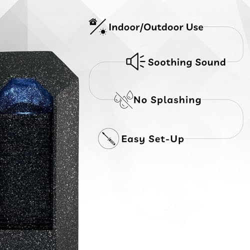 XBrand 23.3" H Black Wall Fountain with LED Light - Image 2