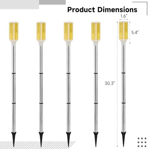 Joyibay 5-Pack Solar Powered Driveway Markers, Solar Warning Lights, Solar Outdoor Driveway Lights, Driveway Reflectors on Poles for Snow Road Yard(Yellow) - Image 6