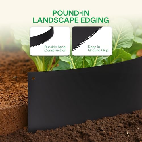 IDZO Black Metal Landscape Edging 8" H, Weather-Resistant Steel Garden Border, Flexible Lawn Barrier, Easy Installation for Flower Beds, Paths, Driveways, and Outdoor Spaces - 6 Pieces - Image 3