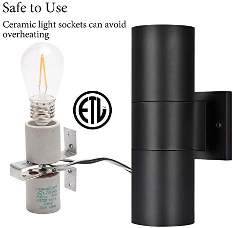 rosykite Outdoor Wall Light Fixture, Cylinder Modern Up Down Lighting - Image 7