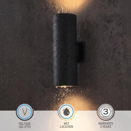 LEONLITE 2-Pack 22" Outdoor Cylinder Wall Light, Up and Down, E26 Base - Image 3