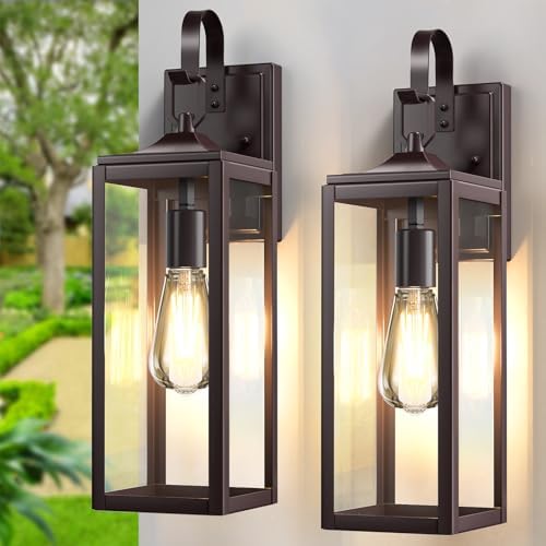 18'' Large Outdoor Wall Lights 2 Packs, Brown Exterior Lighting Fixtures by MYHXQ