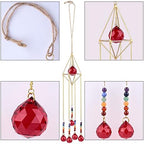 rockcloud Handmade Geometric Red Crystal Glass Hanging Wall Decoration - Image 4