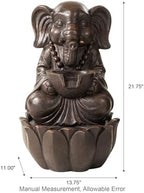 Glitzhome Outdoor Fountains, Water Fountains Outdoor with Lights&Pump, 21.75" H 2-Tiered Zen-Style Bronze Polyresin Elephant Garden Fountain Floor Standing Waterfall for Patio, Porch, or Yard Decor - Image 4