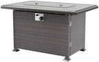 43" Wicker Outdoor Propane Gas Fire Pit Table with Rectangle Fire Pit Lid,55000 BTU Auto-Ignition Table Fire Pit w/Glass Wind Guard, Glass Rock for Outdoor,ETL Certified - Image 2