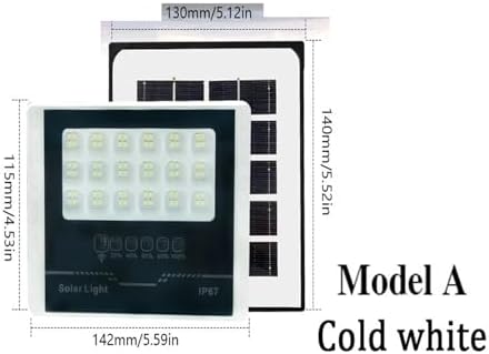 Floodlight L+E+D Solar Floodlight IP67 Solar Wall Light Outdoor with Remotes Control Height Lighting Energy Saving Water.Proof Courtyard Street(Model A,30W) - Image 2