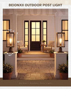 Beionxii Outdoor Post Lights, 20In Post Lantern with Pier Mount Base,Bronze - Image 4