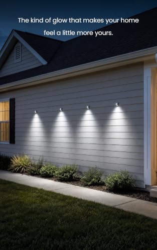 Home Zone Living 4PK Solar Wall Lights, Decorative Outdoor Fence, Stainless - Image 2