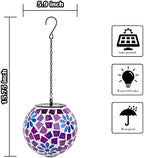 Mosaic Solar Lantern Outdoor Waterproof Glass Hanging Solar Lights, Purple - Image 2