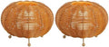JONATHAN Y Kairi 5.75" Faux Rattan Cordless Lantern, Light Brown, Set of 2 by JONATHANY