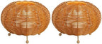 JONATHAN Y Kairi 5.75" Faux Rattan Cordless Lantern, Light Brown, Set of 2 by JONATHANY