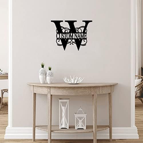 W Custom Name Initial Letter Monogram Metal Sign Rustic Steel Metal Wall Hanging Cut Out Sign Rustic Metal Address Sign Plaque Door Hanger Sign for Garden Workshop Workshop Home Decor 24 Inch - Image 4