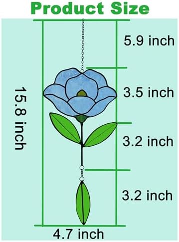 Flower Suncatchers, Stained Glass Window Hangings, Garden Suncatchers for Window and Wall Decor (B-Light Blue) - Image 4