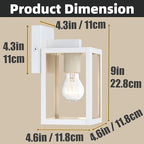 2 Pack Small Porch Sconce Lights-White 9 Inch Outdoor Wall Lantern Light Exterior Sconce Metal and Glass White Outside Wall Light for Hallway Entrance Garage Balcony - Image 2