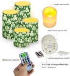4 Pack Battery Operated Candles with Timers Stylish Shamrocks Flameless Candles with Remote St Patrick's Day Porch LED Lights Lanterns for Holiday Home Decorations - Image 2