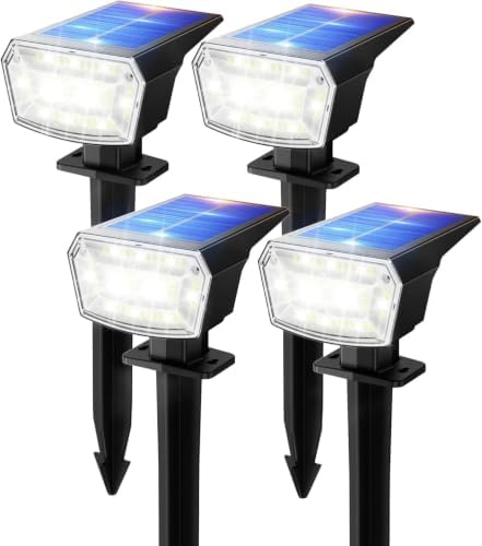 TECKNET Solar Spot Lights Outdoor Waterproof, 59 LEDs, Cool White, 4 Pack by Tecknet