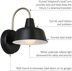 Design House Mason Farmhouse Gooseneck Barn Light, Outdoor Exterior Porch or Patio Wall Light Fixture, Black and Gold, 8 Inch Diameter, 1-Pack, 588285 - Image 5