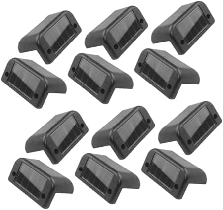 12pcs Solar Deck Lights for Stairs with Bright LED Waterproof Black by NUOBESTY