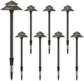 GOODSMANN Pathway Lights Kits 3W LED 8PK Outdoor Low Voltage Landscape Lighting 180 Lumen Hardwired 2 Tier Pagoda Path Light 3000K Warm White Metal 12V Electric Sidewalk Walkway Lights with Connectors by GOODSMANN