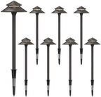 GOODSMANN Pathway Lights Kits 3W LED 8PK Outdoor Low Voltage Landscape Lighting 180 Lumen Hardwired 2 Tier Pagoda Path Light 3000K Warm White Metal 12V Electric Sidewalk Walkway Lights with Connectors by GOODSMANN