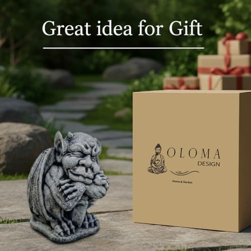 OLOMA Medieval Sleeping Gargoyle Concrete Garden Statue Winged Demon Gothic Outdoor Garden Decor Lawn Ornament Stone Mythical Creature Sculpture Yard Patio Porch Landscape Accent Gift - Image 7