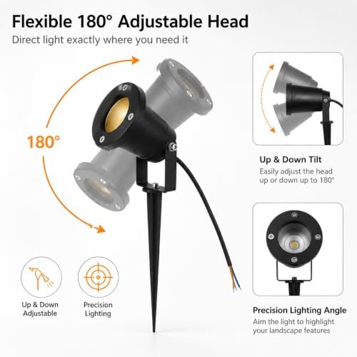 5W Ground Stake Spotlight, Adjustable Outdoor Landscape Lighting - Image 6