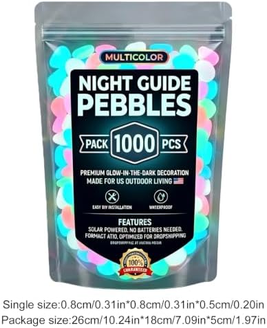 1000pcs Glow in The Dark Garden Stones (Multicolor) - Image 6