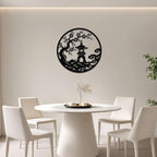Zen Garden Blossom Pagoda Metal Wall Art WallArt Decor Metal Outdoor Decor Metal Signs Modern Minimalist Aesthetic Artwork Elegant Wall Decoration for Living Room Office Apartment (Black,24inch) - Image 2