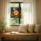 Gnome Pumpkin Lantern Stained Glass Suncatcher – Square Hanging Window Panel for Home or Greenhouse – Whimsical Glass Art Gift for Garden Lovers, Christmas, Halloween, Father Days YYOCot - Image 7