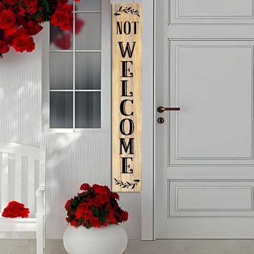 Unwelcome Porch Sign Go Away For Front Door Wooden Vertical Standing Hanging Decorations Spring Summer Farmhouse Outdoor Yard Housewarming Present 8x64inch - Image 4