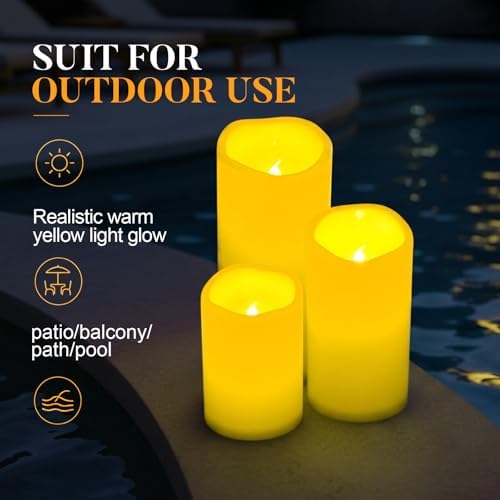 5plots Large Waterproof Flameless Candles 4"x10" Ivory LED Pillar Set of 2 - Image 4